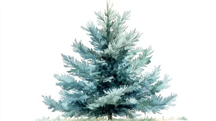 Obraz premium christmas fir tree in watercolor isolated on white or transparent png