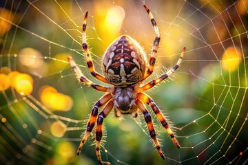 Obraz premium Classic garden imagery highlights the captivating Araneus diadematus, the Cross Spider.