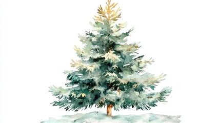 Fototapeta premium christmas fir tree in watercolor isolated on white or transparent png
