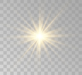 Transparent yellow sunlight special lens flash light effect. Front solar flare lenses