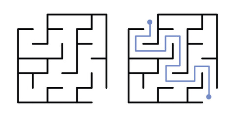 Simple Labyrinth Maze Game with Answer. Kids Logic Game