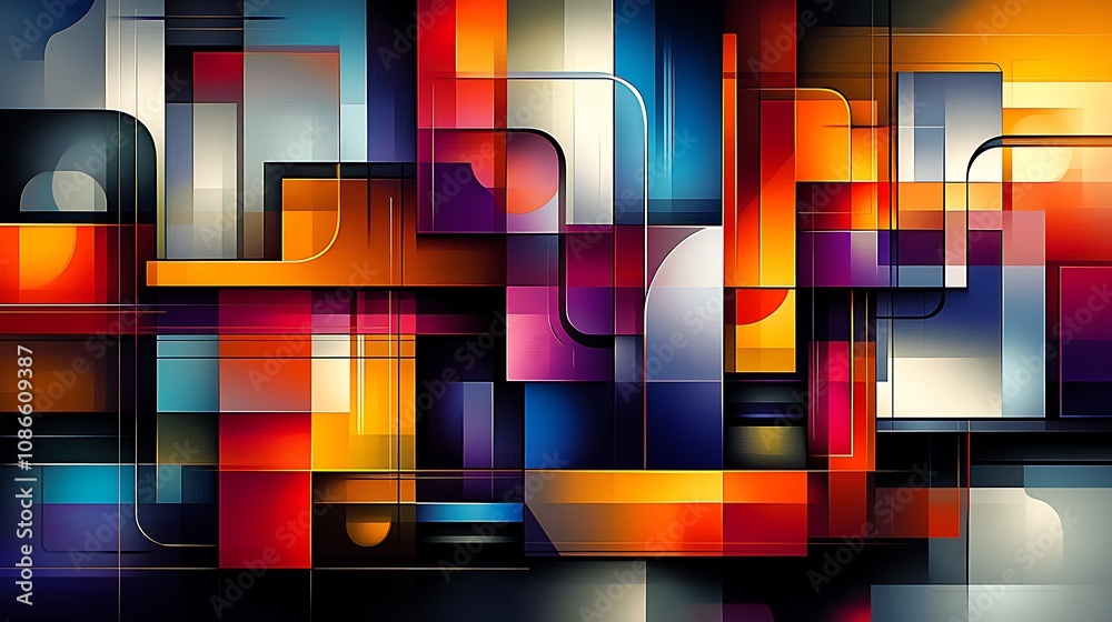 Poster colorful circuit patterns interwoven with flowing designs creating a dynamic visual experience of ge