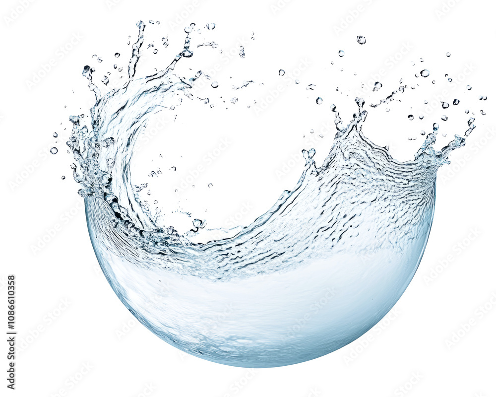 Aufkleber high-quality png of water splash flowing out from hemisphere shape isolated on white background – hi