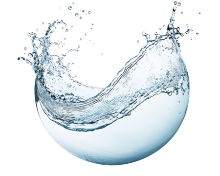 High-Quality PNG of Water splash flowing out from hemisphere shape Isolated on White Background – High Resolution