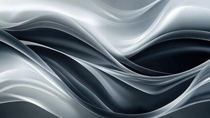 Obraz premium Monochromatic abstract geometric waves in shades of grey, creating a smooth and sophisticated background