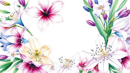 Obraz premium Watercolour floral arrangement with agapanthus, floral arrangements, watercolour art