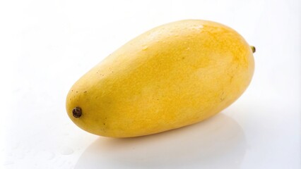 Yellow mango against a bright white background, fruit, yellow mango, solitary, white background