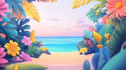 Whimsical Summer Paradise with Vibrant Flora