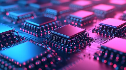 Obraz premium Quantum Circuit Visualization with Glowing Data Points,Symbolizing Advanced Computing