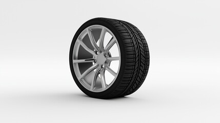 Obraz premium White wheel on off road tire isolated on white background with clipping path