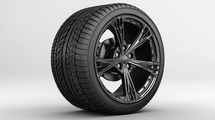 Obraz premium White wheel on off road tire isolated on white background with clipping path