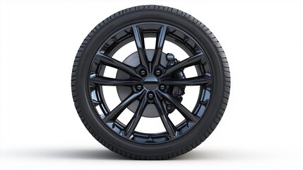 Obraz premium White wheel on off road tire isolated on white background with clipping path