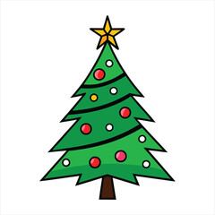 Christmas tree isolated on a white background. Colorful winter trees collection for holiday Xmas and New Year. Vector illustration
