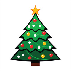Fototapeta premium Christmas tree isolated on a white background. Colorful winter trees collection for holiday Xmas and New Year. Vector illustration