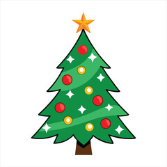 Christmas tree isolated on a white background. Colorful winter trees collection for holiday Xmas and New Year. Vector illustration