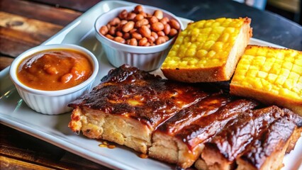 Barbecue Ribs with Cornbread and Peanut Sauce