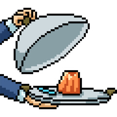 Fototapeta premium pixel art of pudding snack serve
