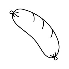 Sausage in doodle style. Vector isolated on white background.