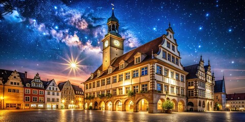 Fototapeta premium Germany's Altstadt Rathaus, a beacon of architectural beauty, bathed in the glow of night.
