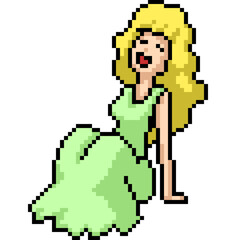 pixel art of woman happy relax