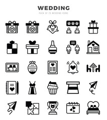 Wedding icon pack for your website. mobile. presentation. and logo design.