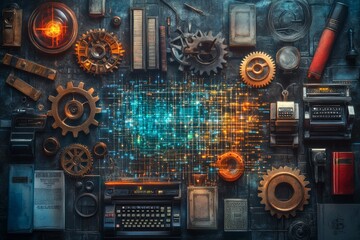 Fototapeta premium The Disruption Matrix, Digital Disruption in Traditional Industries
