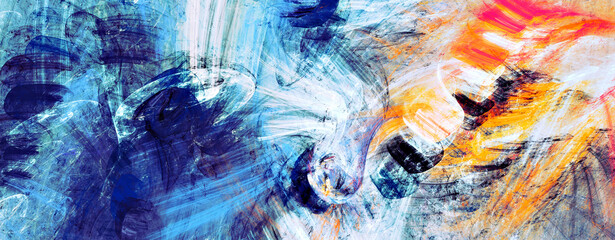 Artistic dynamic background with bright paint smears. Abstract motion colors effect. Art pattern. Fractal artwork for creative graphic design