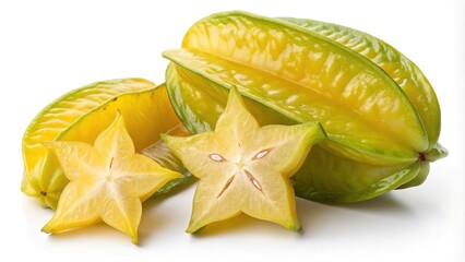 Fototapeta premium Isolated starfruit, ready to star in your recipe or catalog. Mouthwatering food photography.