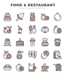 Set of Food and Restaurant Icons Two Color icons collection.
