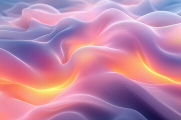 Obraz premium Abstract pastel waves with glowing gradient in soft textures