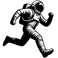 Silhouette of running astronaut