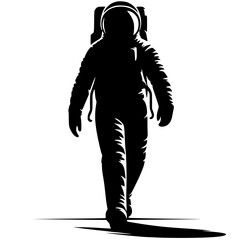 Silhouette of an astronaut walking