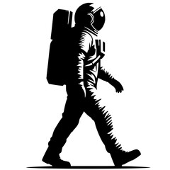 Silhouette of an astronaut walking