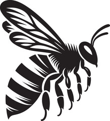Honey bee insect silhouette vector illustration isolated on white background