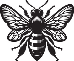 Obraz premium Honey bee insect silhouette vector illustration isolated on white background