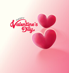 Happy Valentines Day typography with handwritten calligraphy text, isolated on pink background. Romantic Template design for celebrating valentine's Day on 14 February. Vector Illustration