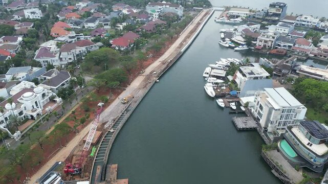 construction and landscaping projects A giant sea wall to proteck Jakarta from sea flood