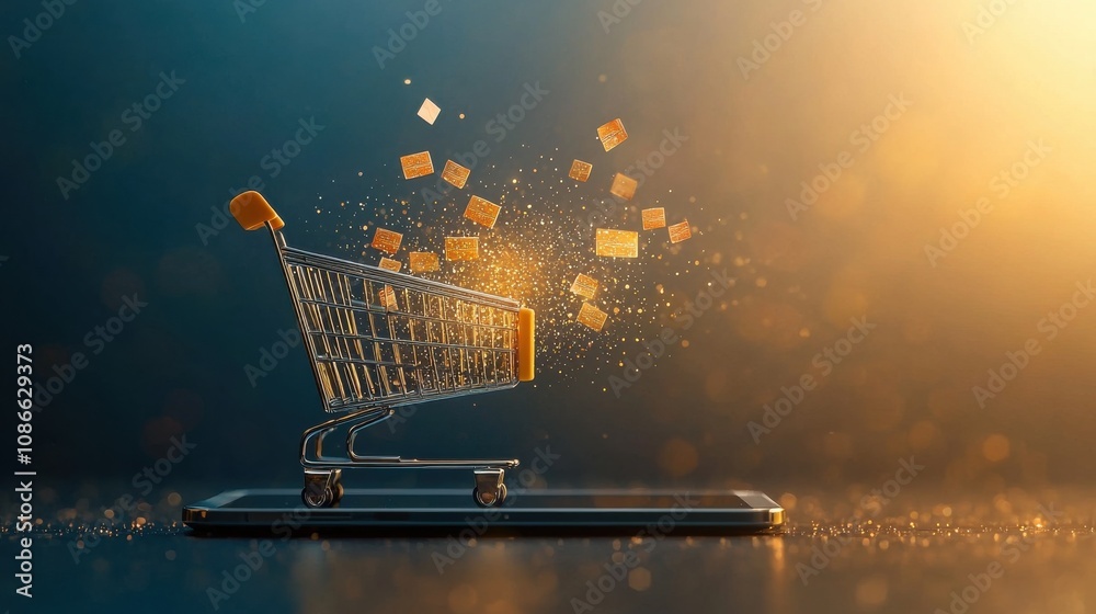 Poster virtual shopping cart action on tablet screen in modern home environment featuring ai and medicine c