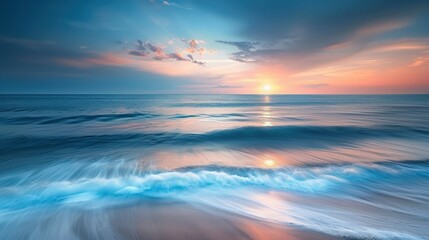 Obraz premium Serene Sunset Over Tranquil Ocean Waves