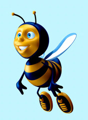 4K cartoon illustration of a fun Bee