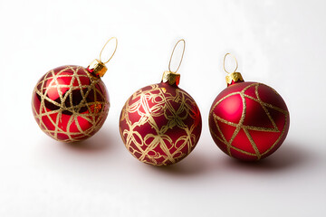 Red and Gold Holiday Ornaments with Intricate Patterns