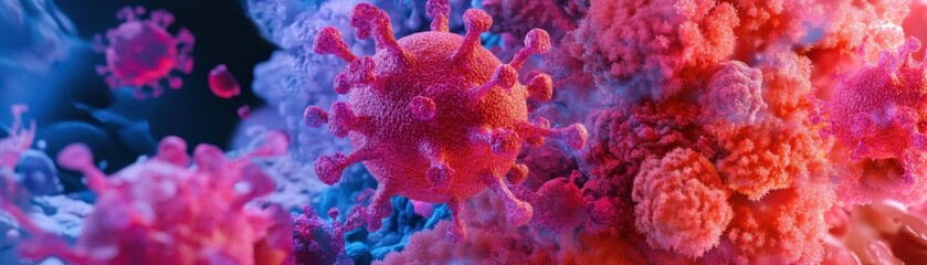 Fototapeta premium Microscopic Detox: Immune Cells Engaged in Purification and Defense Against Pathogens