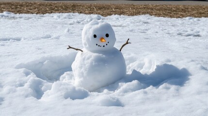 Winter wonderland snowman creation countryside outdoor fun snowy landscape close-up seasonal joy