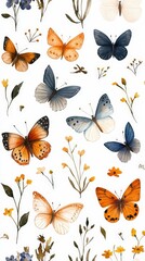 Seamless butterfly pattern with soft pastel tones for elegant nature-inspired designs