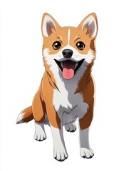 Obraz premium Playful corgi dog indoor setting digital art bright colors cheerful mood pet illustration for animal lovers