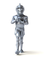 Fun 3D cartoon knight walking with a smartphone