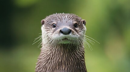 Close-up Portrait of a Curious Otter