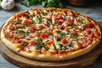 Delicious Pizza on Table Close Up