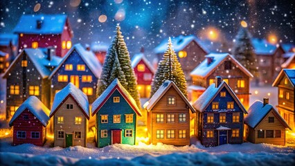 Obraz premium Snowy town transformed into a charming, miniature village.