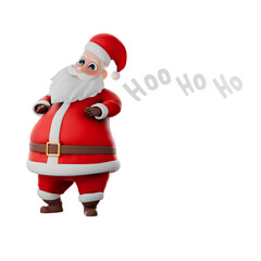 Festive Santa Claus Cartoon Character. A Santa Claus man stands with a smiling expression. Holiday 3D Design